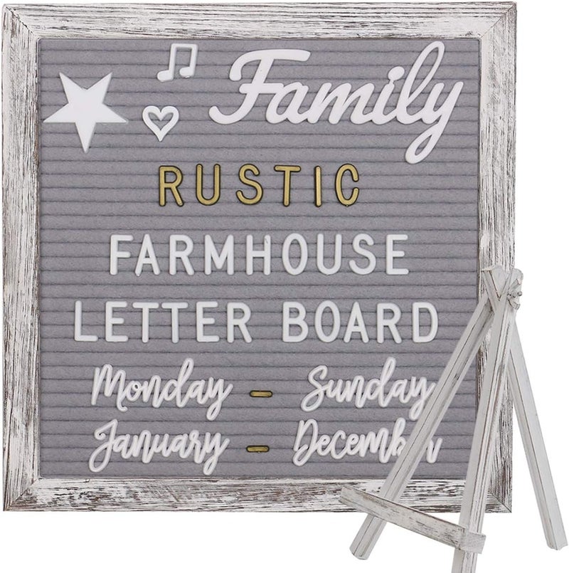 Big Role Rustic Felt Letter Board 10x10in Changeable Letter Board Sign with Precut Letters, Gray Felt Message Board with Farmhouse Wooden Frame, Baby Announcement Sign, Pregnancy Milestones Room Office Decor - Image 1